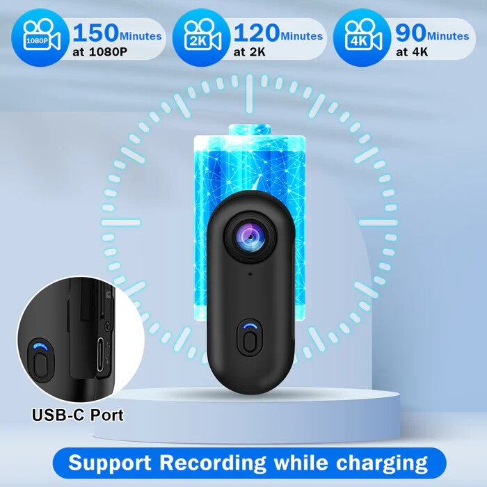 Used i3 4K Thumb Action Camera Small Body Camera with Spring Clip with 64G SD